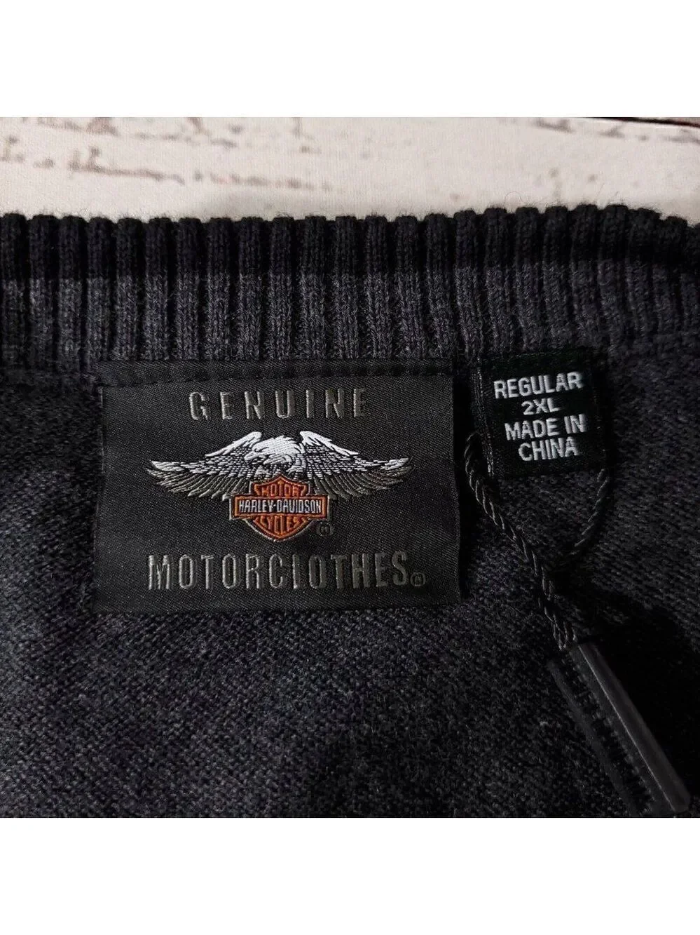 NWT Harley Davidson Mens Size 2XL Bar & Shield Logo Gray Knit Crew Neck Sweater